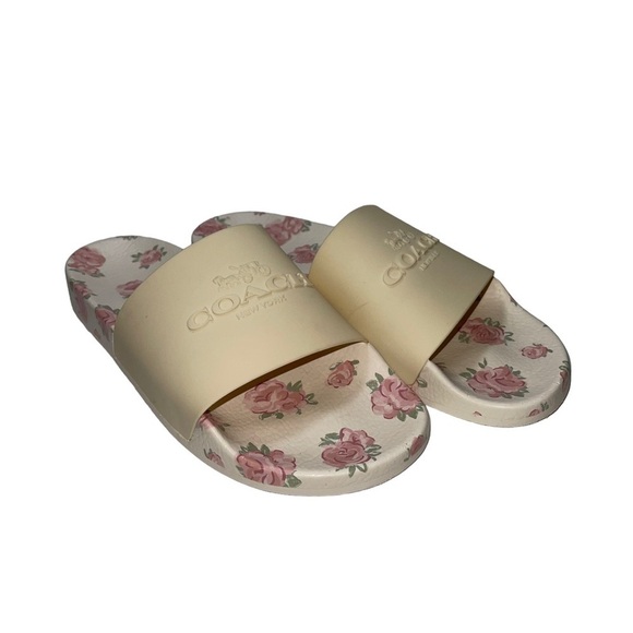 NWT Coach Chalk Pink Zulu Floral Women Slip On Slide Size 10 - Picture 2 of 9